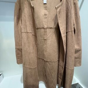 Chico's Travelers Light Brown Open-Front, Faux Suede Jacket, Size 1